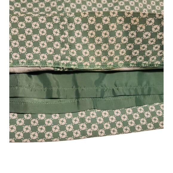 Talbots A-Line Skirt Green & White Geometric Print Pockets Lined Womens Size 4 - Picture 3 of 5